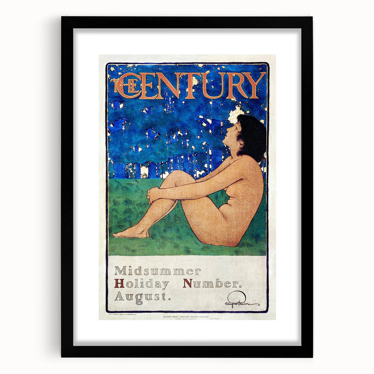 Vintage Summer Wall Art - "The Century" Midsummer Poster by Maxfield Parrish