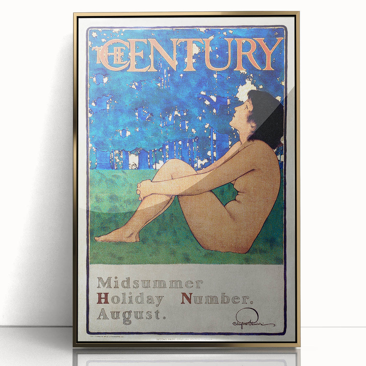 Vintage Summer Wall Art - "The Century" Midsummer Poster by Maxfield Parrish