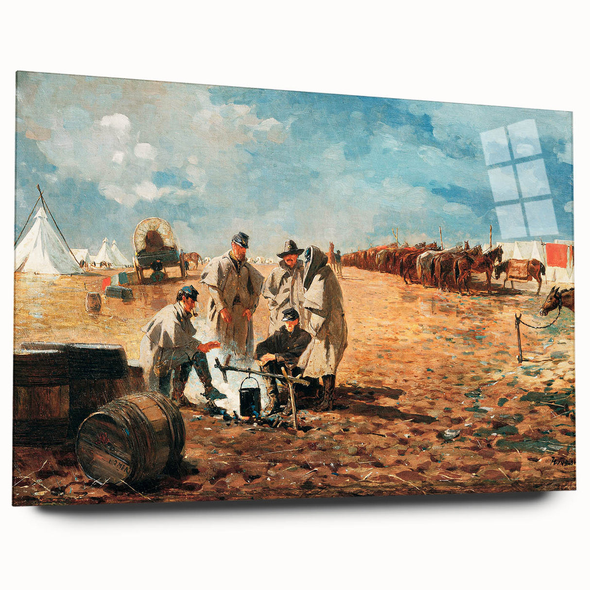 Fine Art Realism: Civil War Camp Scene Realism Art Canvas Print
