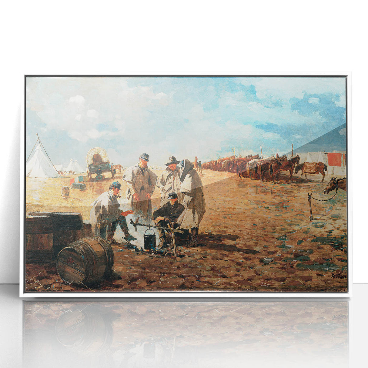 Fine Art Realism: Civil War Camp Scene Realism Art Canvas Print