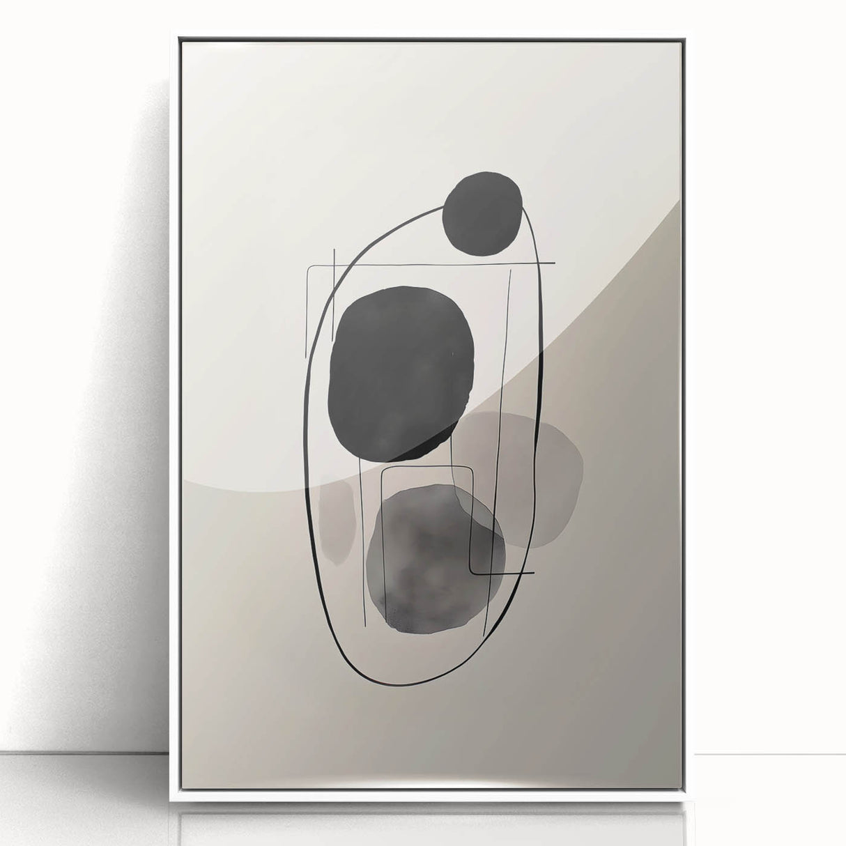Dining Room Wall Decor – Abstract Black & Gray Minimalist Art