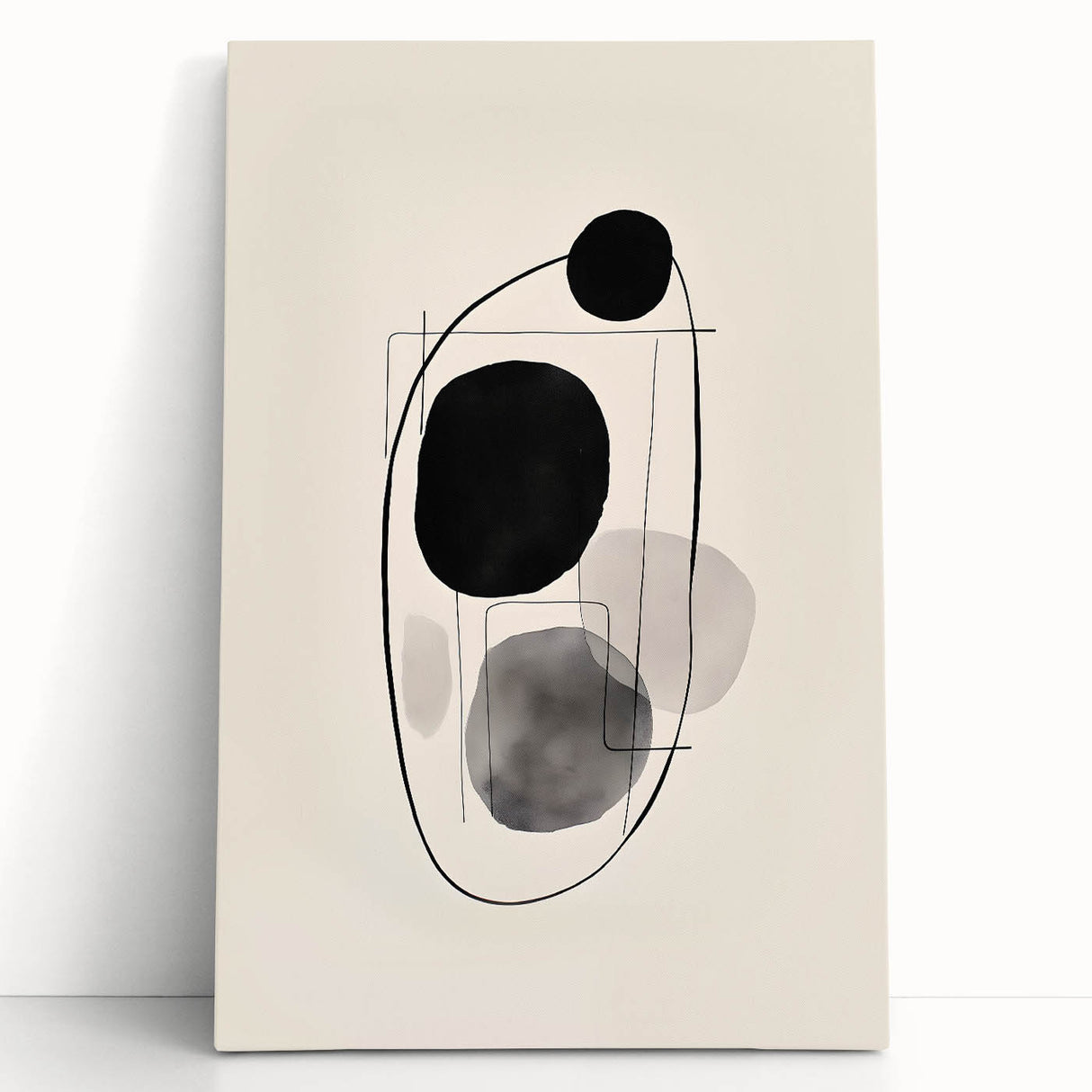Dining Room Wall Decor – Abstract Black & Gray Minimalist Art