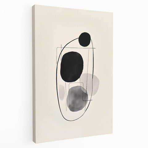Dining Room Wall Decor – Abstract Black & Gray Minimalist Art