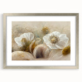 Elegant White Floral Living Room Wall Art – Large Framed Canvas