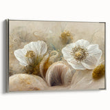 Elegant White Floral Living Room Wall Art – Large Framed Canvas