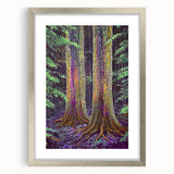 Abstract floral artwork framed in silver with a white mat, showcasing vibrant colors and intricate details, perfect for modern home decor.