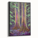 Framed abstract floral canvas art in black, showcasing vibrant colors and intricate designs, perfect for modern home decor or artistic wall displays.