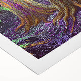 Abstract floral design on rolled canvas showcasing vibrant colors and intricate patterns, perfect for home decor. Available in a durable cardboard tube for safe delivery.