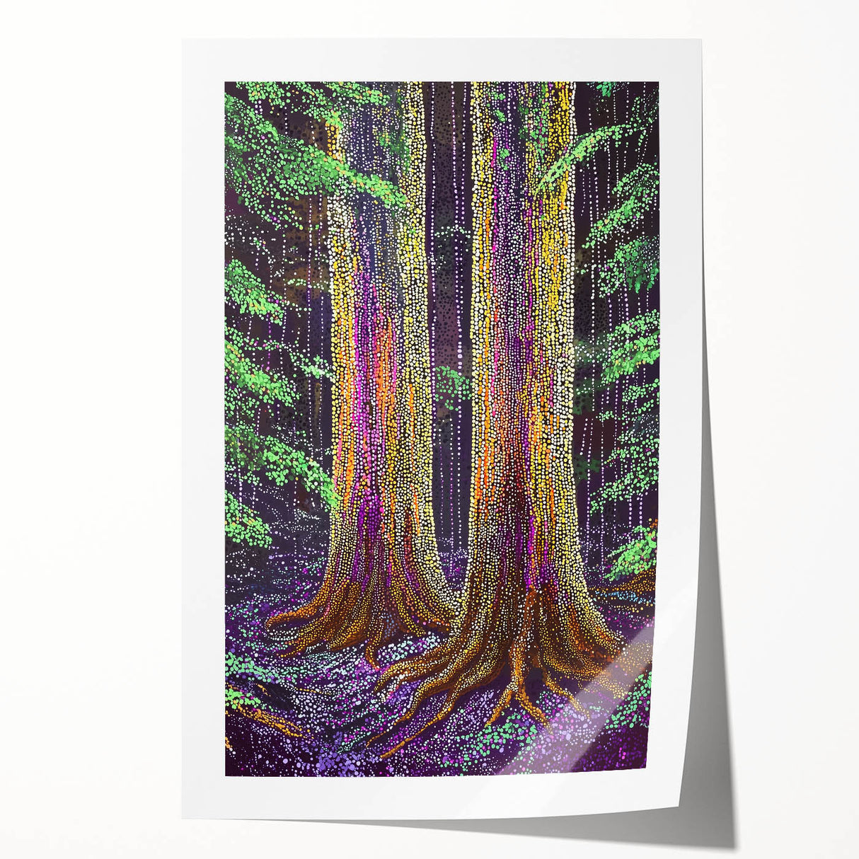 Vibrant abstract floral rolled print showcasing intricate flower designs in bold colors, perfect for home decor or art collection. Packaged securely for delivery.