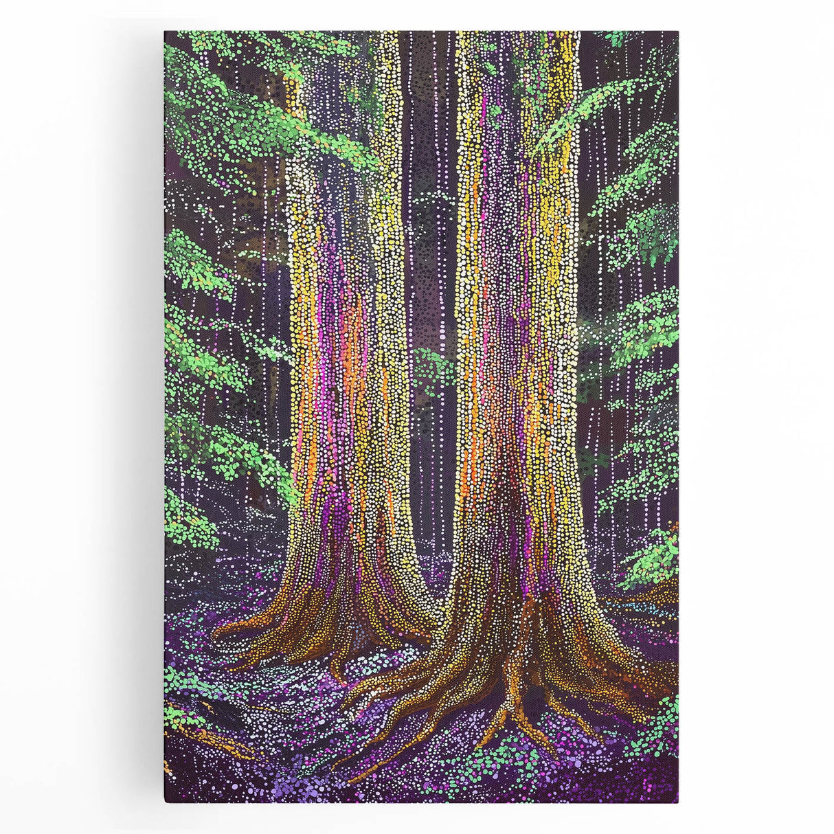 Abstract floral design on stretched canvas, showcasing vibrant colors and intricate patterns, ideal for modern home decor, enhancing any living space's aesthetic.