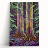 Abstract floral stretched canvas artwork featuring vibrant colors and intricate patterns, leaning against a neutral wall, perfect for home decor enhancement.