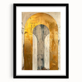 Contemporary Dining Art Pieces – Gold & Beige Arch Abstract