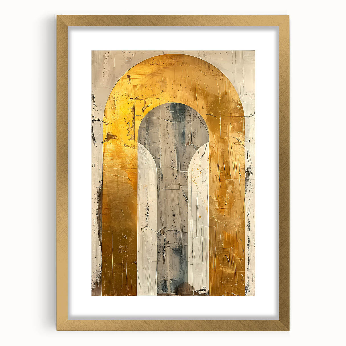 Contemporary Dining Art Pieces – Gold & Beige Arch Abstract