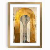 Contemporary Dining Art Pieces – Gold & Beige Arch Abstract