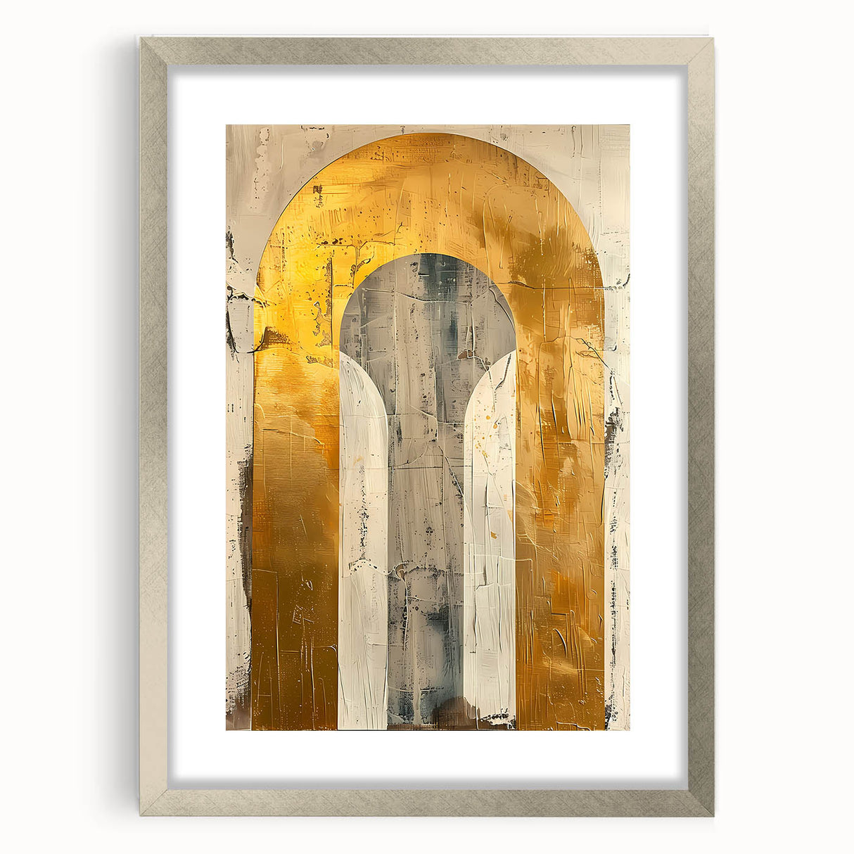 Contemporary Dining Art Pieces – Gold & Beige Arch Abstract