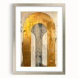Contemporary Dining Art Pieces – Gold & Beige Arch Abstract