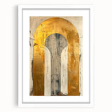 Contemporary Dining Art Pieces – Gold & Beige Arch Abstract