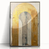 Contemporary Dining Art Pieces – Gold & Beige Arch Abstract