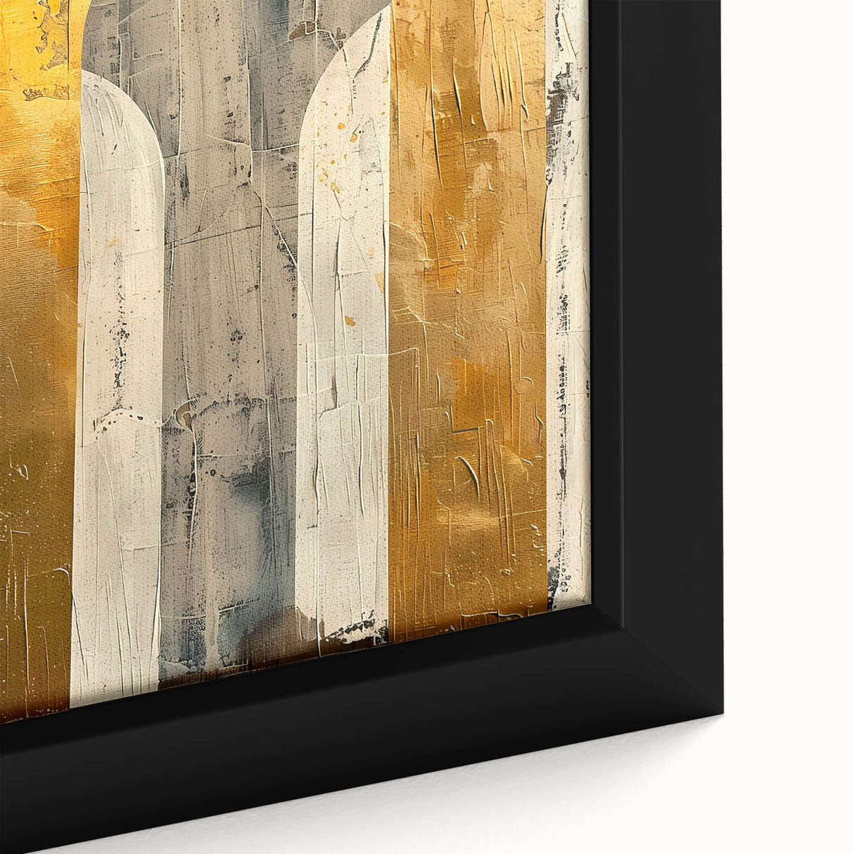 Contemporary Dining Art Pieces – Gold & Beige Arch Abstract
