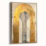 Contemporary Dining Art Pieces – Gold & Beige Arch Abstract