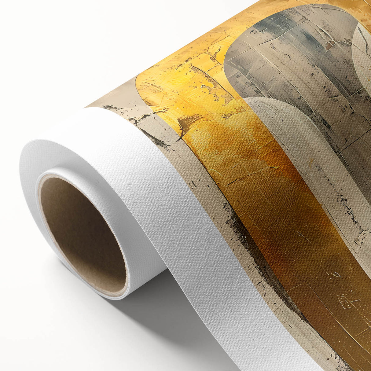 Contemporary Dining Art Pieces – Gold & Beige Arch Abstract