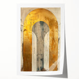 Contemporary Dining Art Pieces – Gold & Beige Arch Abstract
