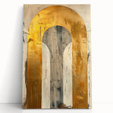 Contemporary Dining Art Pieces – Gold & Beige Arch Abstract