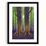 Abstract floral frame artwork with a black mat and elegant design, showcasing vibrant colors and intricate patterns, perfect for home decor or gallery display.