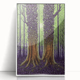 Framed acrylic artwork showcasing vibrant abstract floral designs with a sleek white border, perfect for modern home decor and adding a touch of elegance.