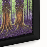 Close-up of a modern abstract floral framed canvas artwork showcasing vibrant colors and intricate brush strokes, perfect for home decor and artistic expression.