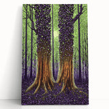 Abstract floral canvas art in vibrant colors, featuring bold brush strokes and intricate patterns, leaning against a neutral wall, ideal for modern home decor.