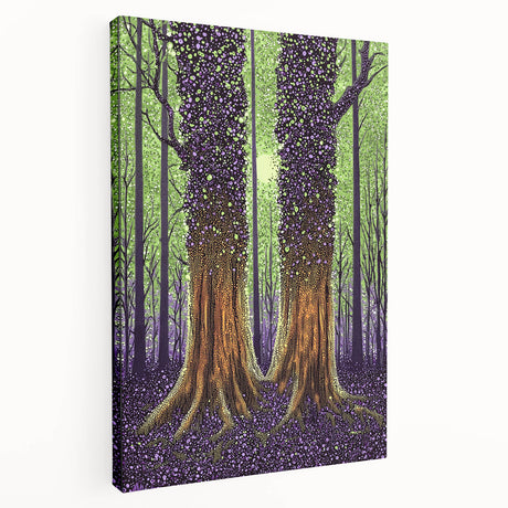 Stretched canvas artwork displaying an abstract floral design in vibrant colors, showcasing intricate patterns and textures, ideal for modern home decor.