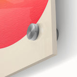 Close-up of a minimalist abstract wall art piece featuring fluid shapes and soft color gradients, printed on acrylic glass for a modern decor aesthetic.