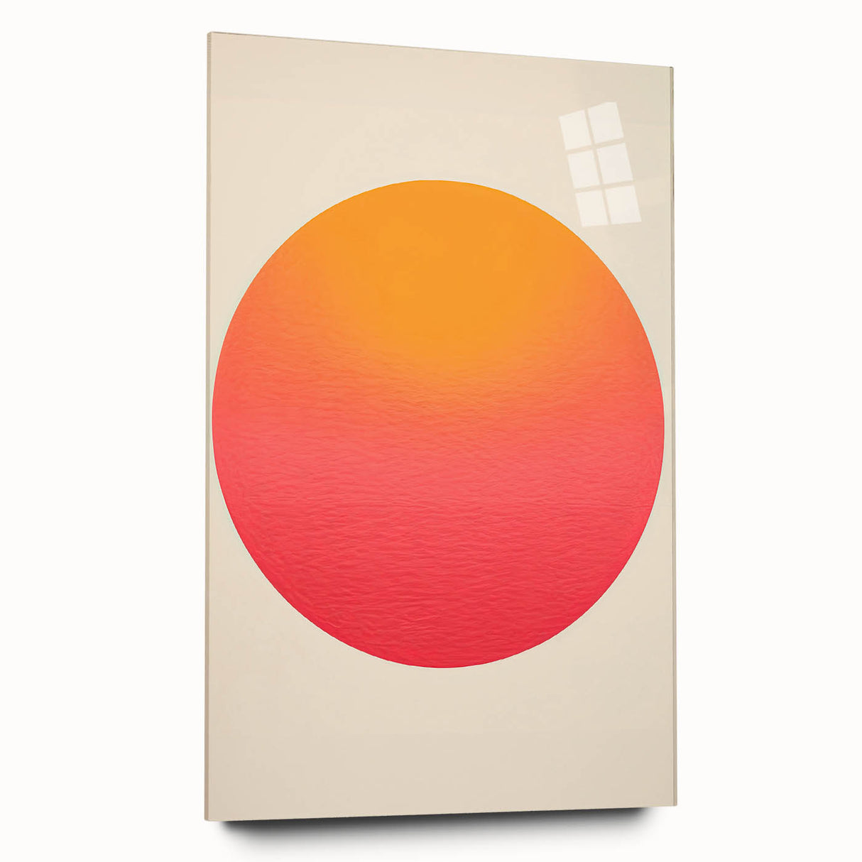 Abstract minimalist wall art design displayed in an acrylic glass frame, showcasing soft pastel colors and geometric shapes, perfect for modern home decor.
