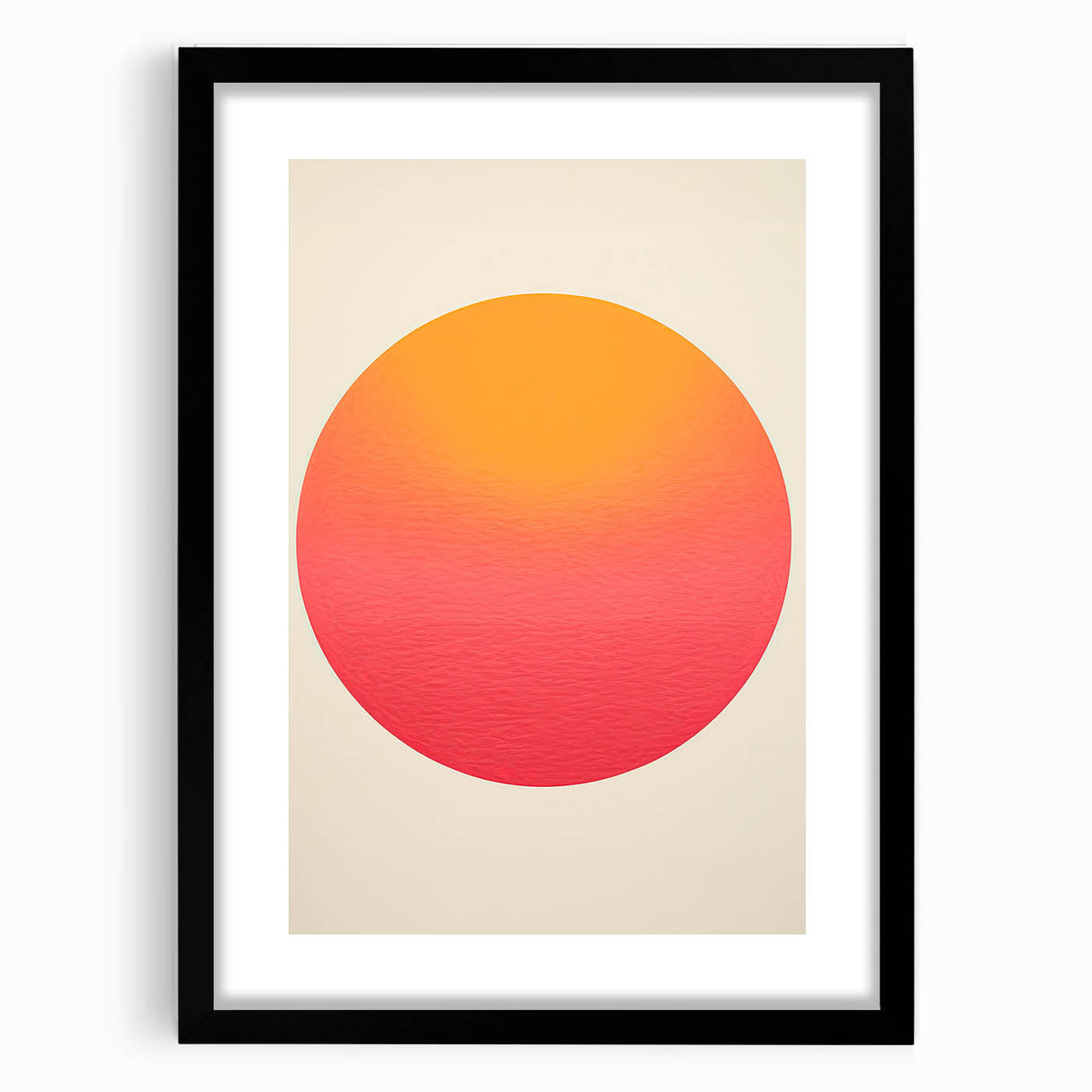 Minimalist black-framed abstract wall art featuring geometric shapes and calming colors, perfect for modern home decor, displayed with a white mat for added elegance.