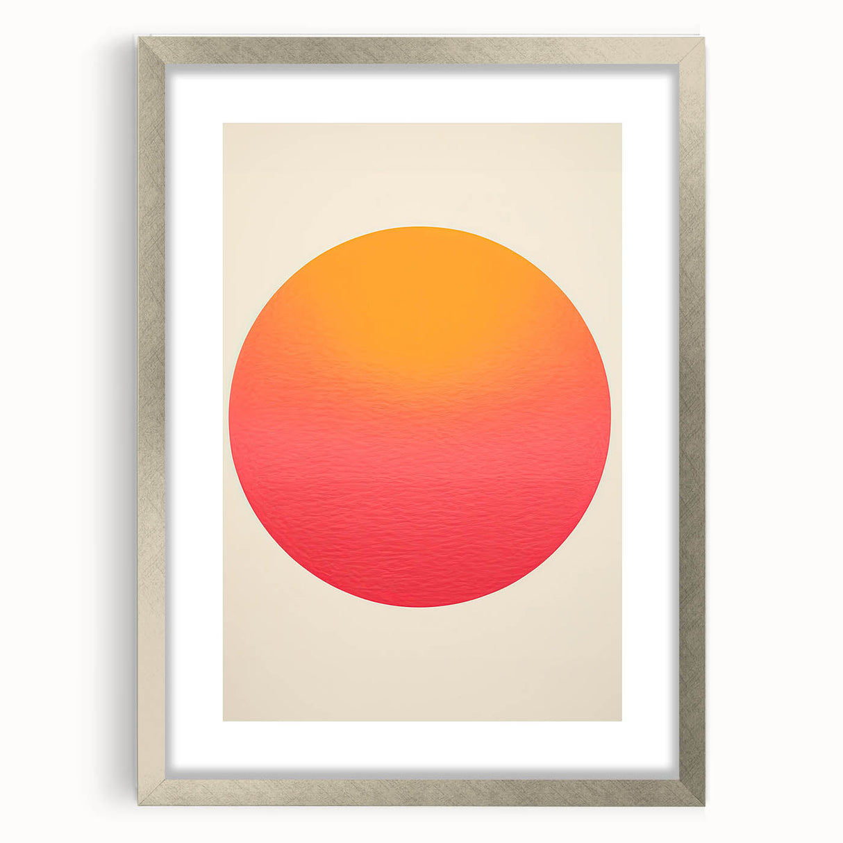 Abstract minimalist wall art framed in silver with a mat, showcasing a sophisticated design ideal for modern decor, enhancing any living space's aesthetics.