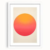 Abstract minimalist wall art framed in white with a mat, showcasing geometric shapes and soothing colors, ideal for modern home decor.