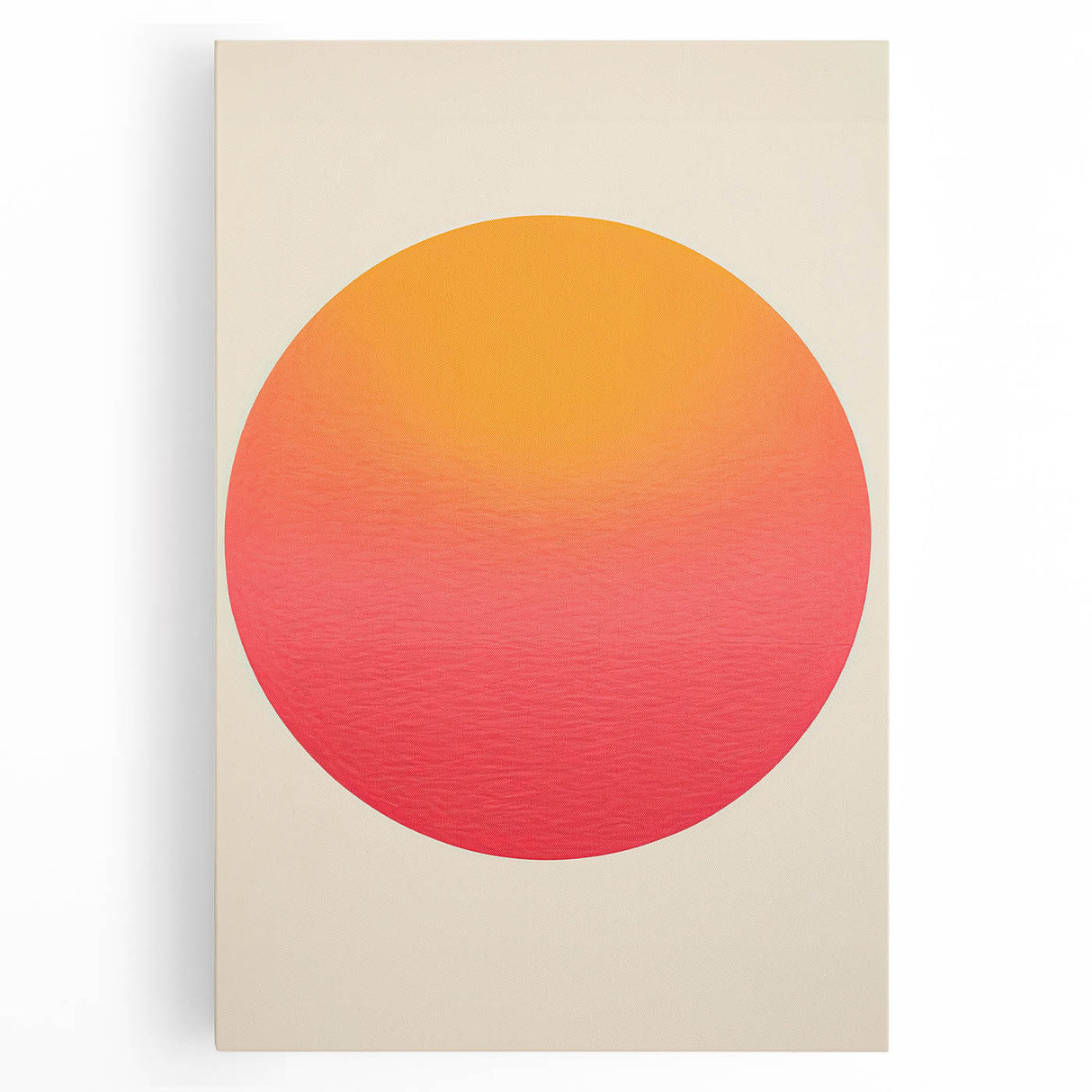 Abstract minimalist wall art on a stretched canvas, showcasing soft neutral tones and geometric shapes, perfect for modern home decor or office spaces.