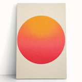 Abstract minimalist wall art on stretched canvas, featuring soft, muted colors and geometric shapes, leaning against a light-colored wall, perfect for modern decor.