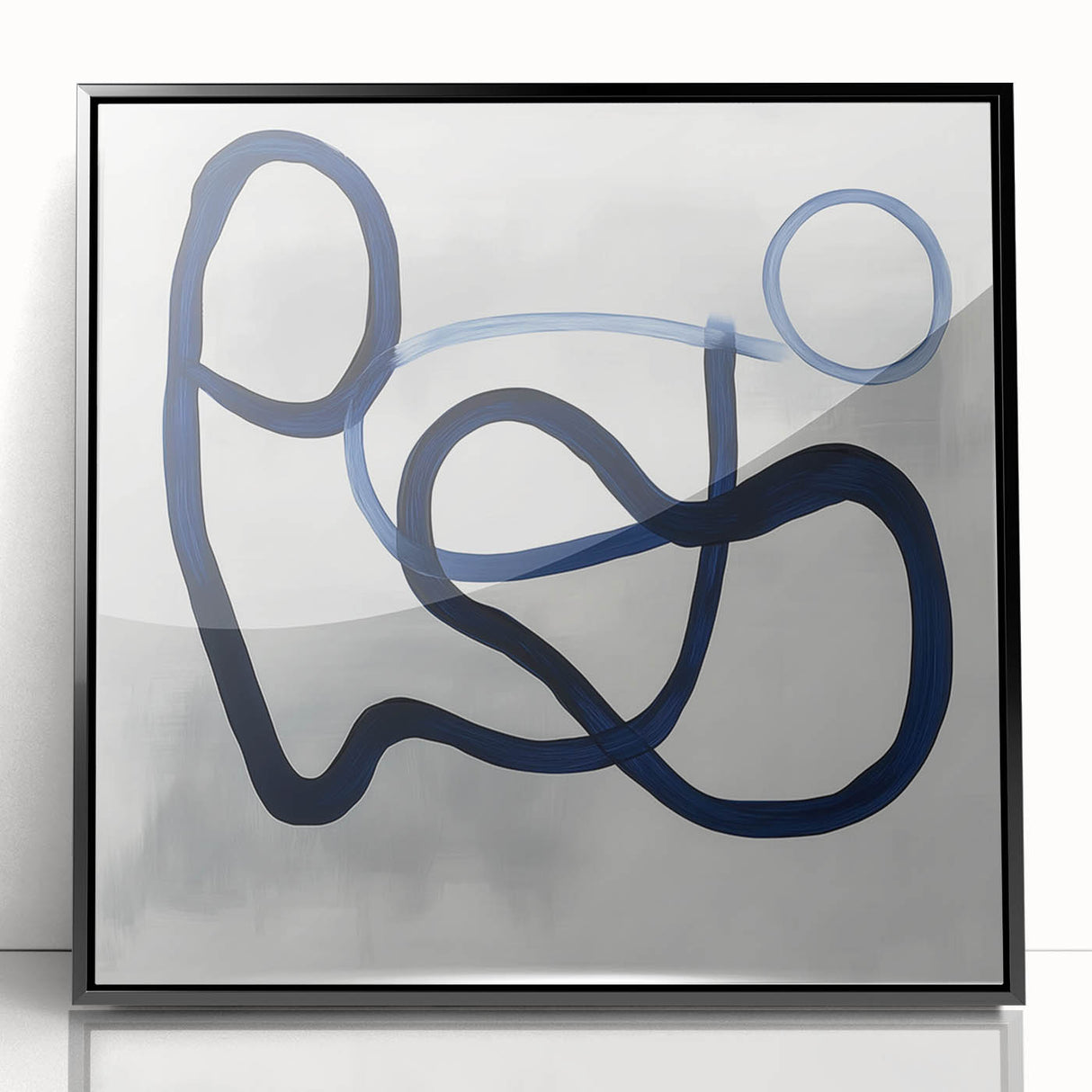 Modern Abstract Wall Art – Navy Blue Minimalist Geometric Print
