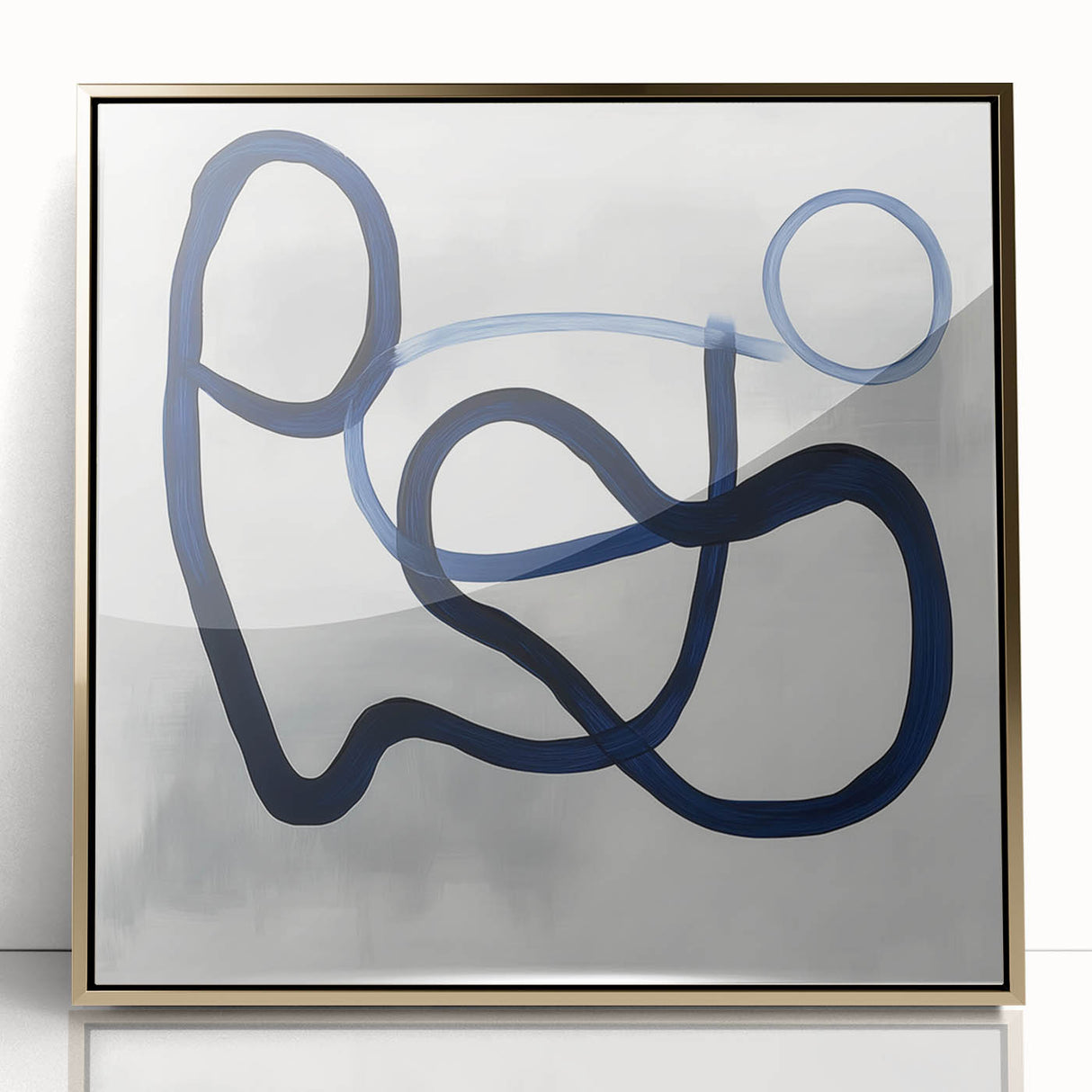 Modern Abstract Wall Art – Navy Blue Minimalist Geometric Print