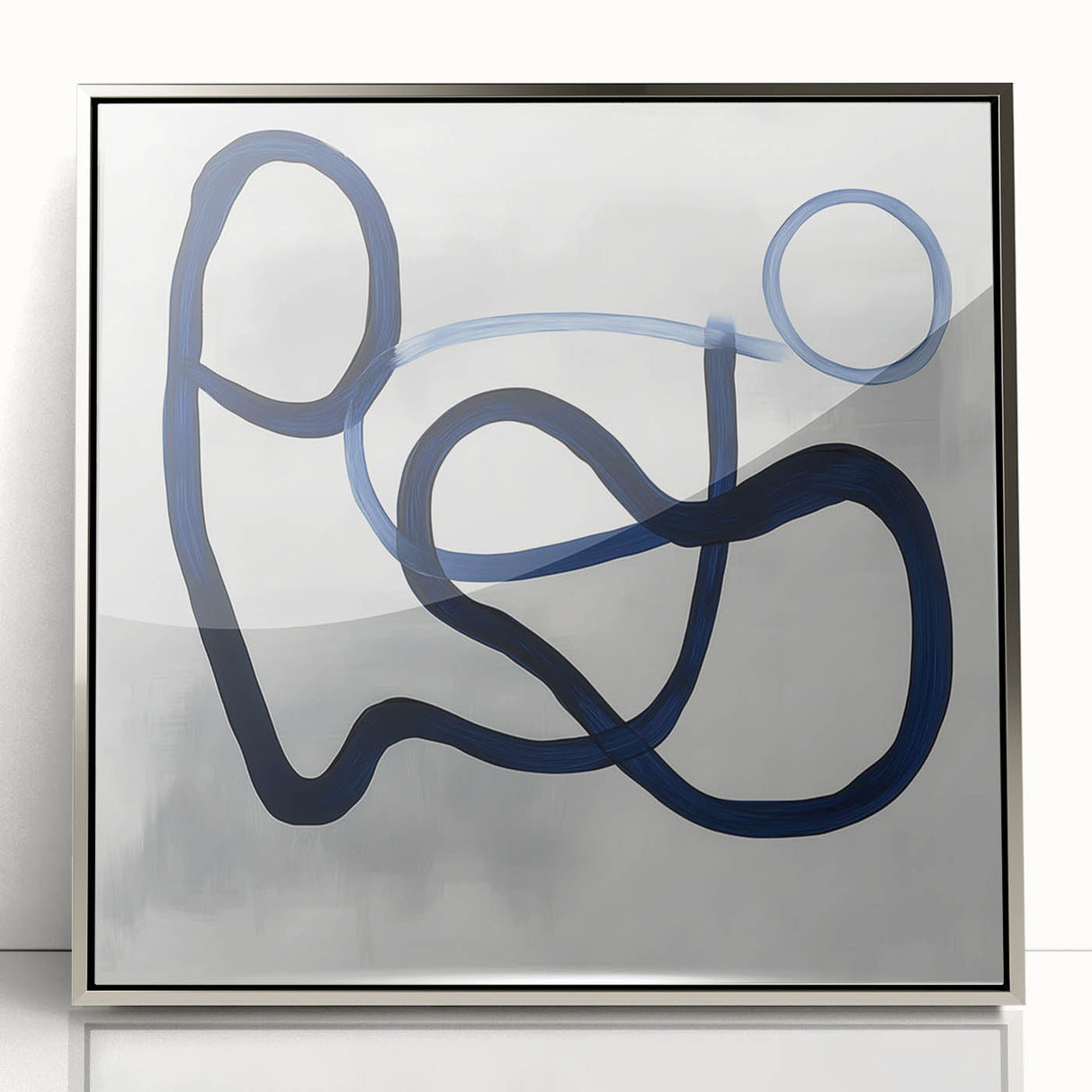 Modern Abstract Wall Art – Navy Blue Minimalist Geometric Print