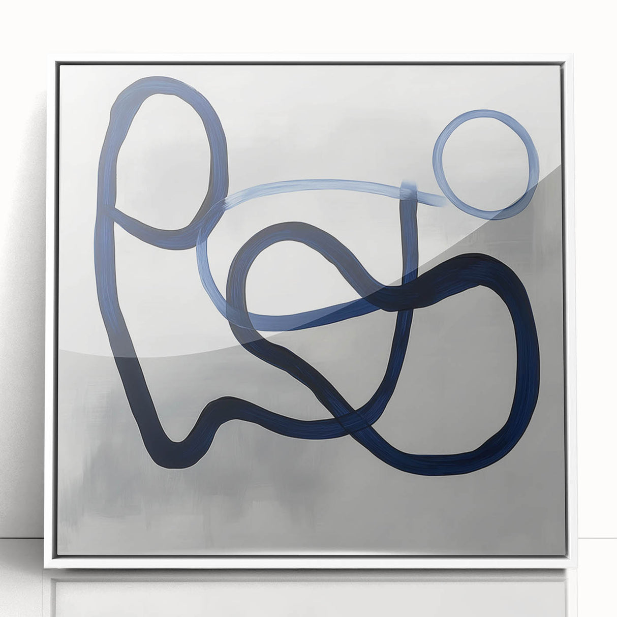 Modern Abstract Wall Art – Navy Blue Minimalist Geometric Print