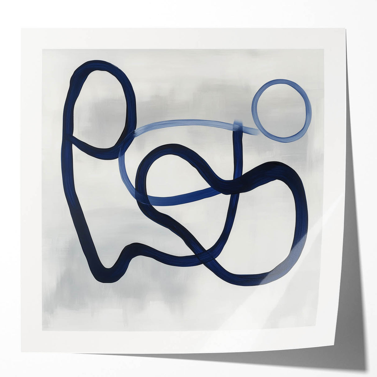 Modern Abstract Wall Art – Navy Blue Minimalist Geometric Print