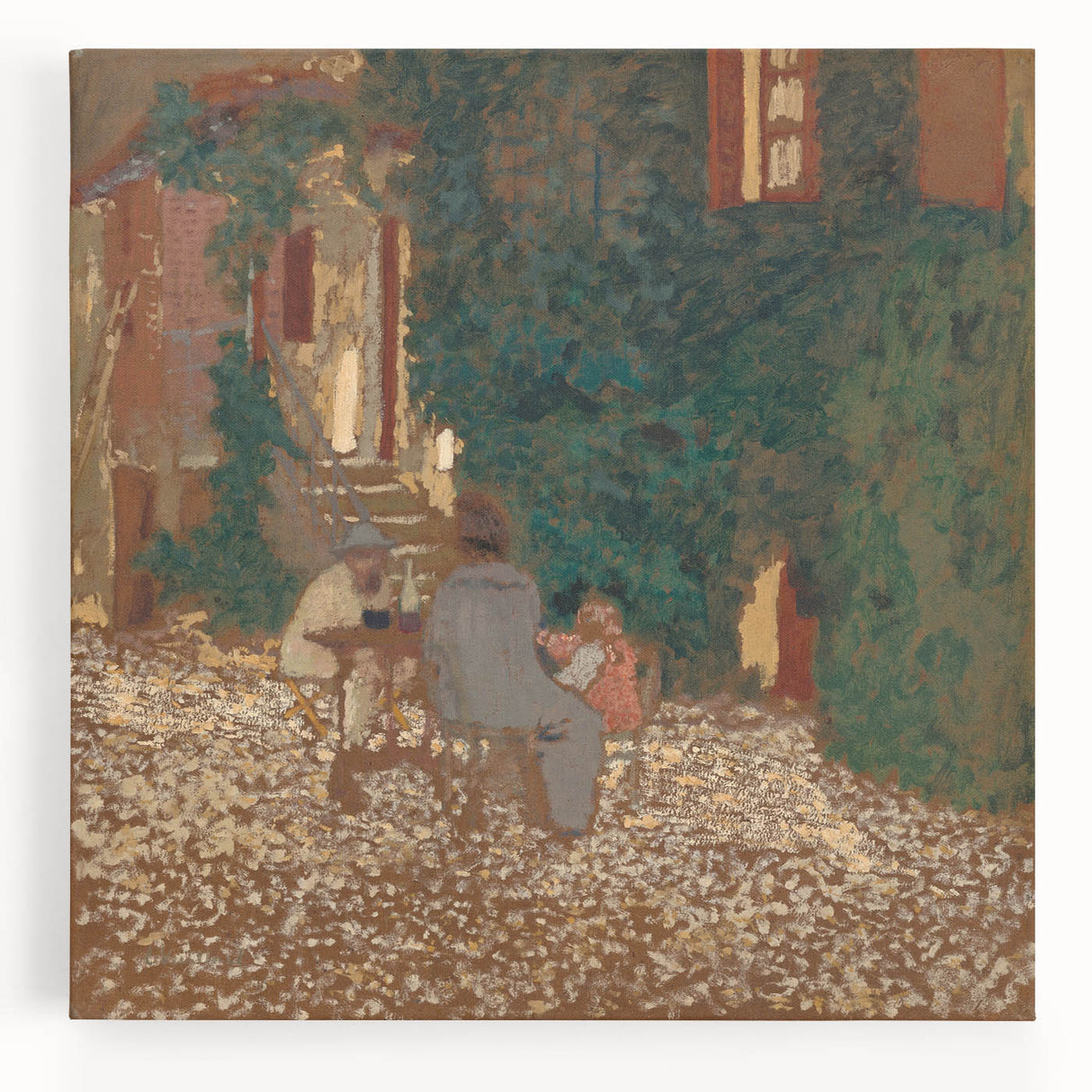 Modern Wall Art – Rustic Garden Gathering in Warm Earthy Tones