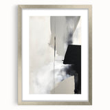 Abstract minimalist wall art framed in silver, showcasing soft geometric shapes and muted colors, ideal for modern home decor and elegant interiors.