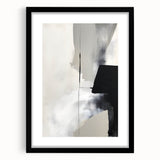 Abstract minimalist wall art in a sleek frame with a white mat; features soft pastel colors and geometric shapes, perfect for modern home decor.