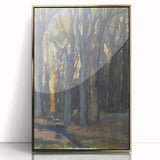 Enigmatic Forest Wall Art - Serene Woodland Scene in Watercolor Shades