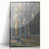Enigmatic Forest Wall Art - Serene Woodland Scene in Watercolor Shades