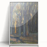 Enigmatic Forest Wall Art - Serene Woodland Scene in Watercolor Shades